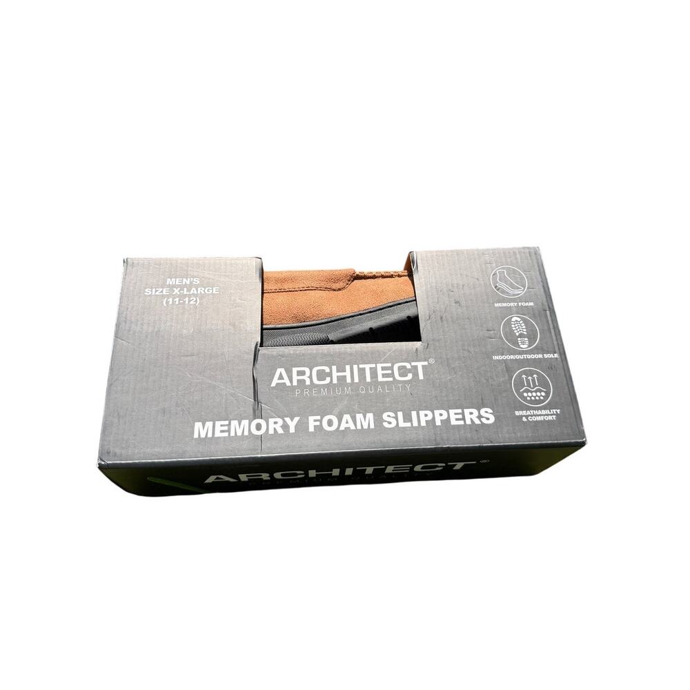 Architect Men's Memory Foam Slippers Size XL 11-12 Indoor Outdoor Black New